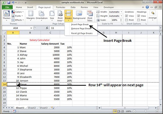 excel for mac move page breaks